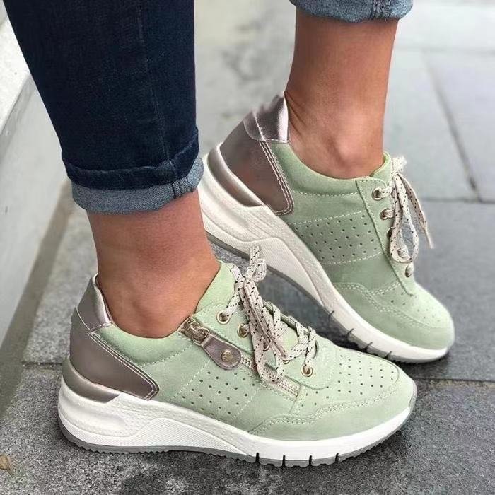 Baskets femme confort à lacets semelle épaisse chaussures marche casual