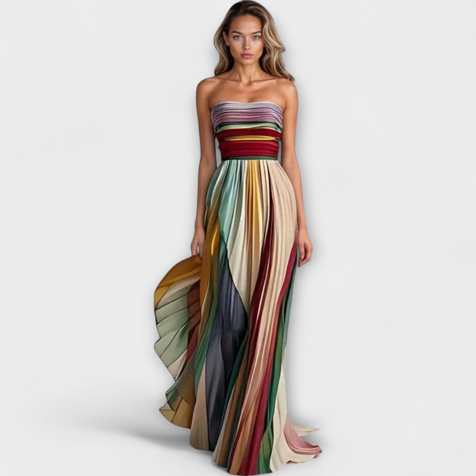 Robe longue bustier femme plissée imprimé robe soirée été