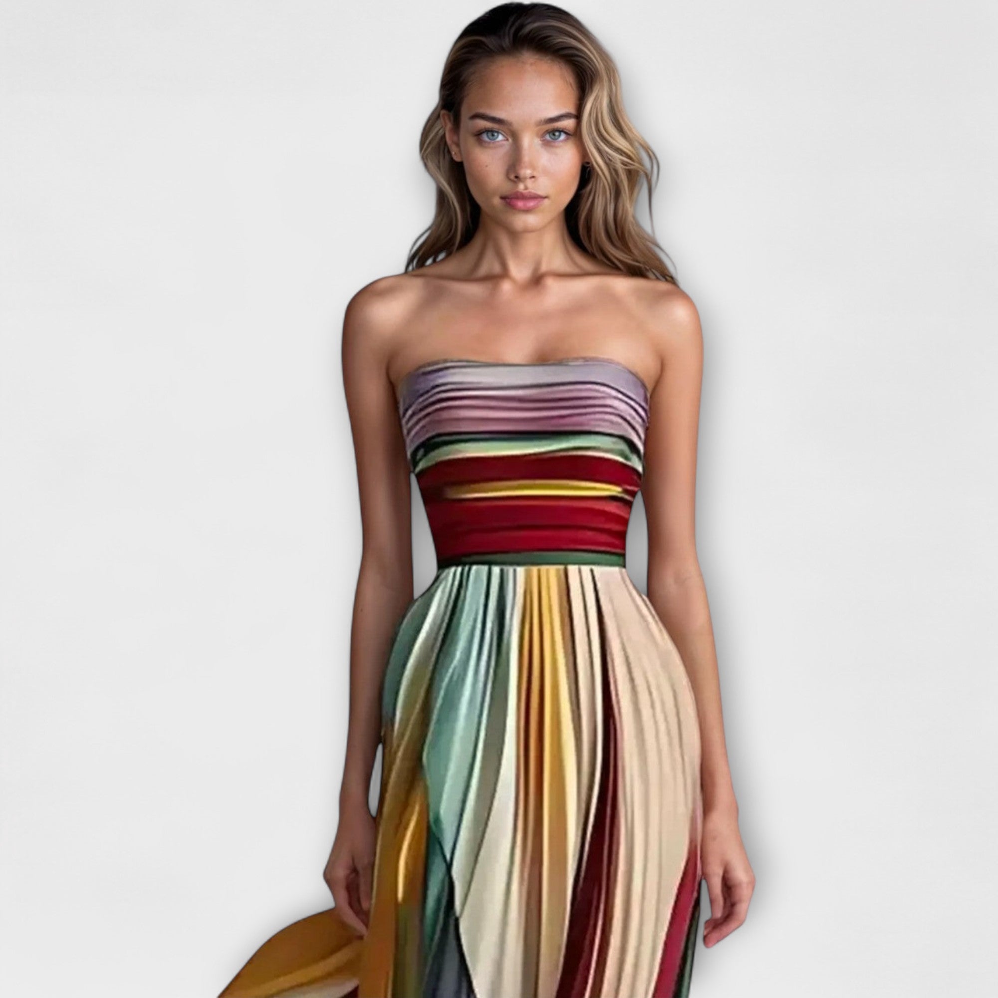 Robe longue bustier femme plissée imprimé robe soirée été